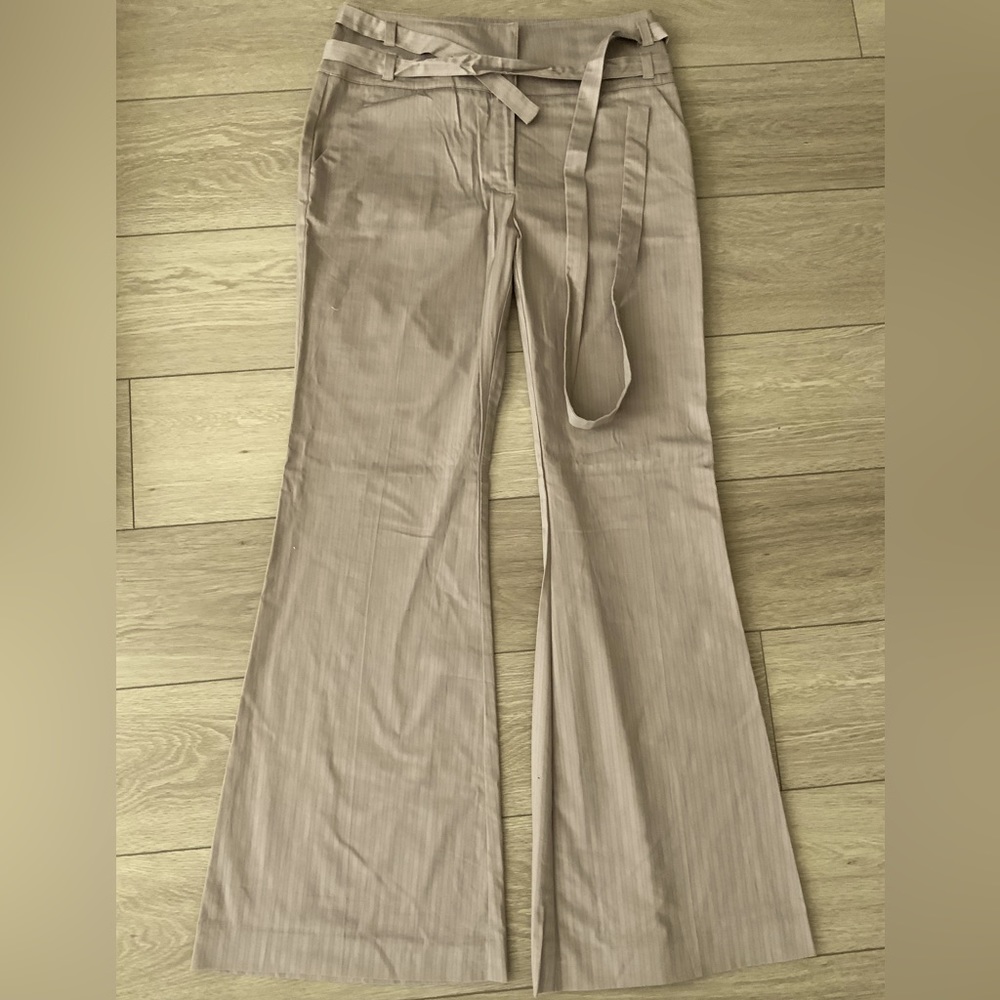 BCBG Belted Waist Striped Wide Leg Pants